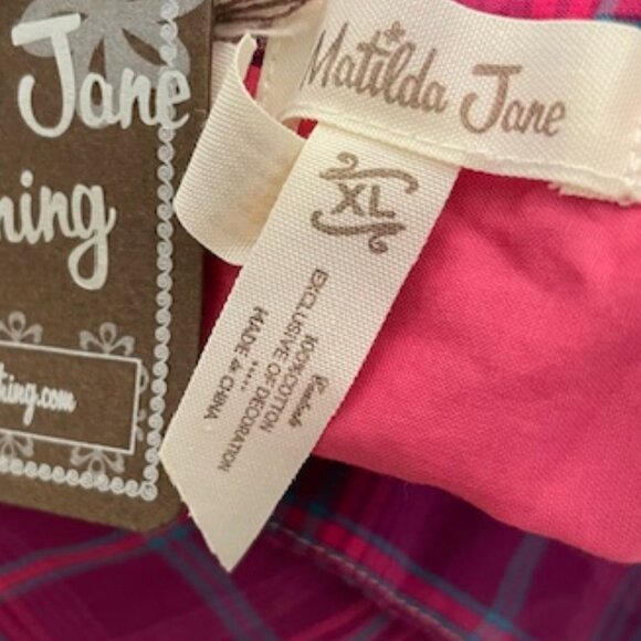 Matilda Jane Plaid Elastic Waist Skirt Velvet Trim Cottagecore NWT XL - Picture 6 of 7